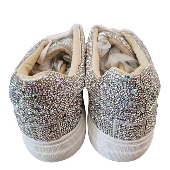 Betsey Johnson Sidny Rhinestone Sneakers Silver/White Size 10M - Picture 12 of 15